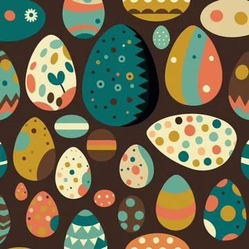 Ood themed collection of easter eggs as pattern background 스톡 일러스트