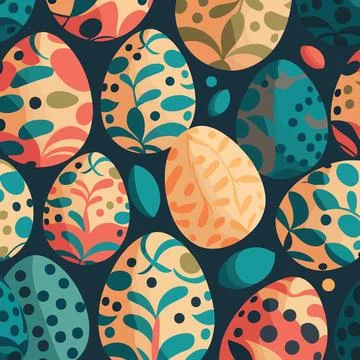 Ood themed collection of easter eggs as pattern background Stock Illustration