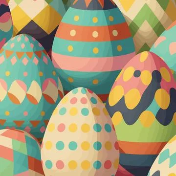 Ood themed collection of easter eggs as pattern background Stock Illustration