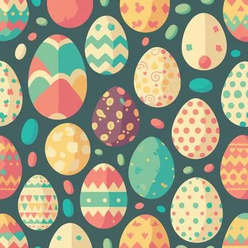 Ood themed collection of easter eggs as pattern background Stock Illustration