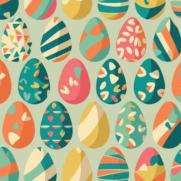 Ood themed collection of easter eggs as pattern background Stock Illustration