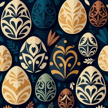 Ood themed collection of easter eggs as pattern background 스톡 일러스트