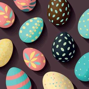 Ood themed collection of easter eggs as pattern background 스톡 일러스트