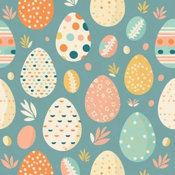 Ood themed collection of easter eggs as pattern background Stock Illustration