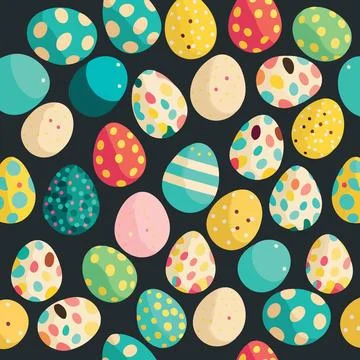 Ood themed collection of easter eggs as pattern background 스톡 일러스트