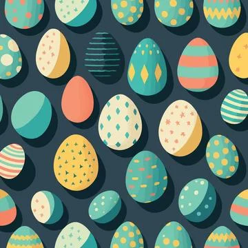 Ood themed collection of easter eggs as pattern background Stock Illustration