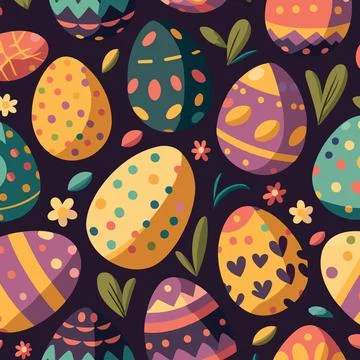 Ood themed collection of easter eggs as pattern background イラスト素材