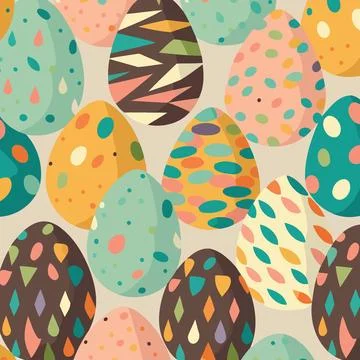 Ood themed collection of easter eggs as pattern background Stock Illustration