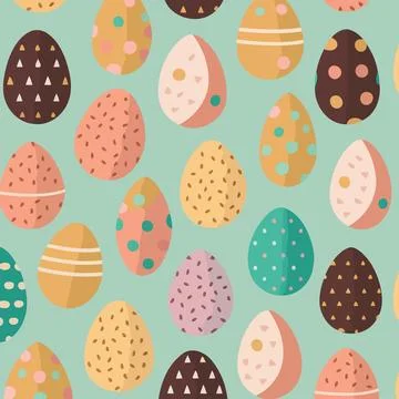Ood themed collection of easter eggs as pattern background Stock Illustration