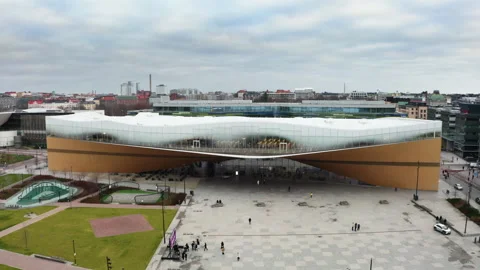 Oodi Central Library building and Kansalaistori square in Helsinki Stock Footage 326640225