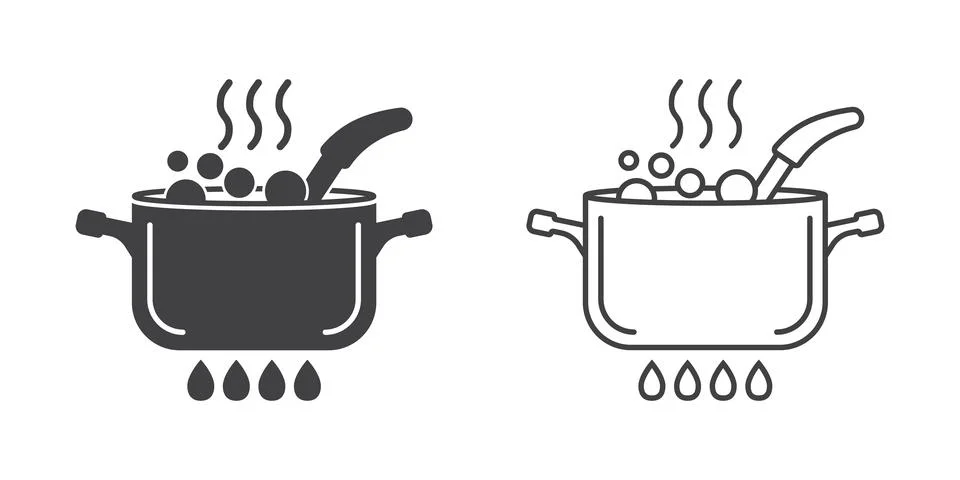 ?ooking pot icon in flat style. Saucepan vector illustration on isolated ba.. Illustrazione stock