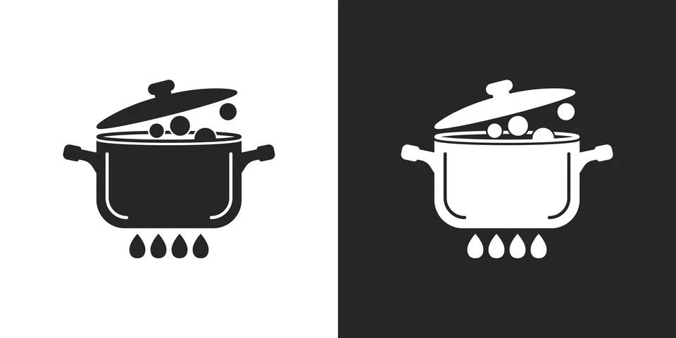 ?ooking pot icon in flat style. Saucepan vector illustration on isolated ba.. Stock Illustration