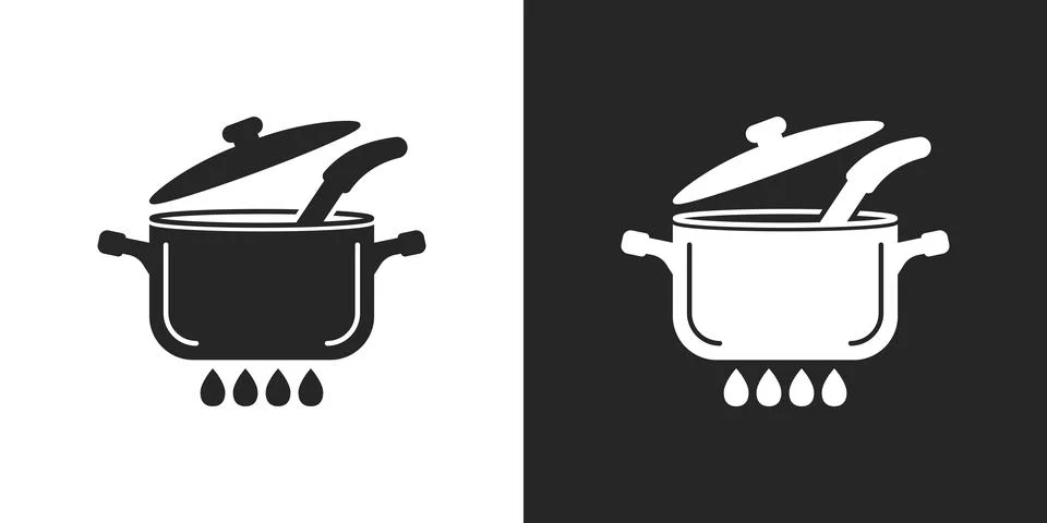 ?ooking pot icon in flat style. Saucepan vector illustration on isolated ba.. Illustrazione stock