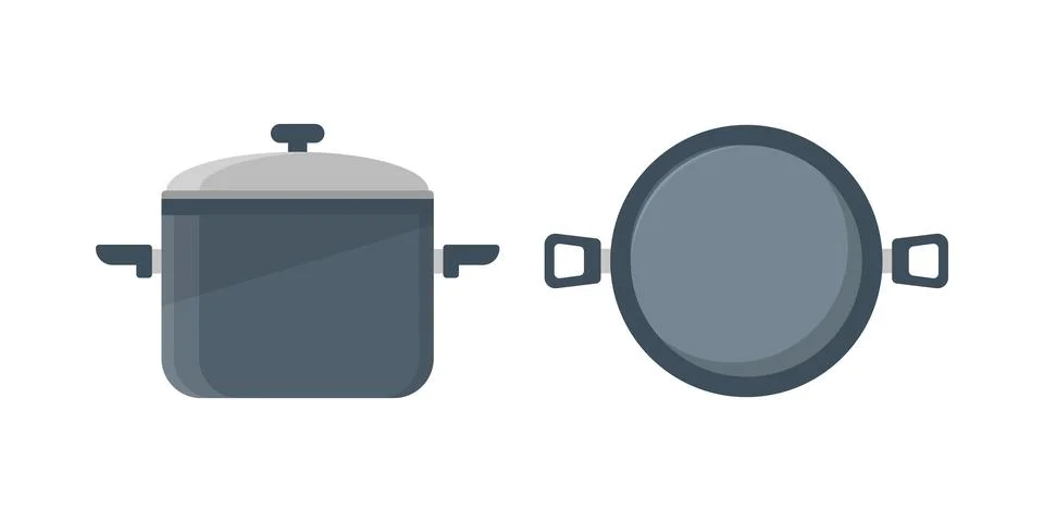 ?ooking pot icon in flat style. Saucepan vector illustration on isolated ba.. Illustrazione stock
