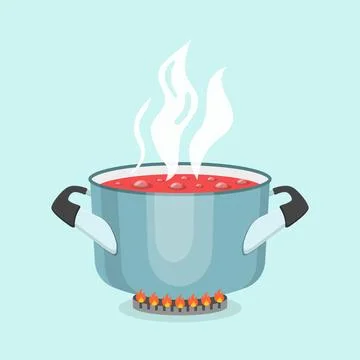 ?ooking pot icon in flat style. Saucepan vector illustration on isolated ba.. Stock Illustration