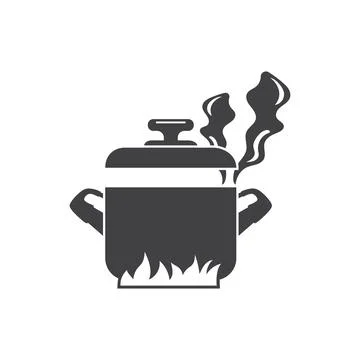 ?ooking pot icon in flat style. Saucepan vector illustration on isolated ba.. Illustrazione stock