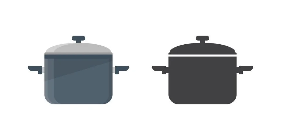 ?ooking pot icon in flat style. Saucepan vector illustration on isolated ba.. Illustrazione stock