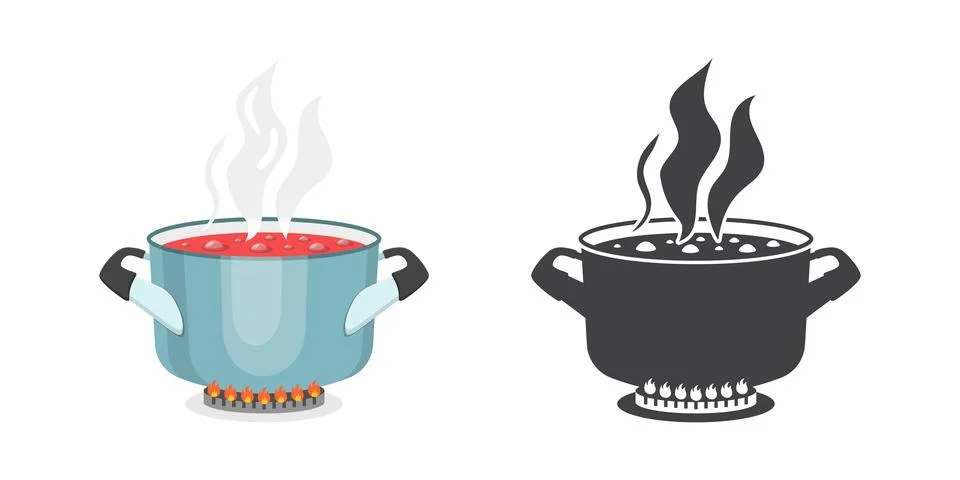 ?ooking pot icon in flat style. Saucepan vector illustration on isolated ba.. Illustrazione stock