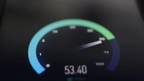 Ookla speedtest for internet download and upload speed on phone screen. Stock Footage 240908322