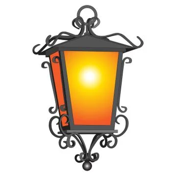 Oold rustic detailed lantern on white vector illustration Stock Illustration