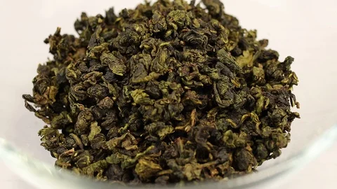 Oolong green tea leaves Stock Footage 123526677
