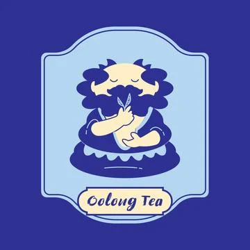 Oolong tea label with Bodhidharma Stock Illustration