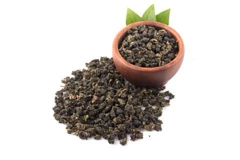 Oolong tea on white background Stock Photos