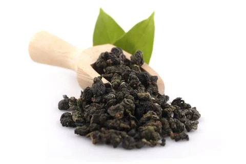 Oolong tea on white background Stock Photos