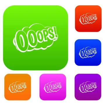 OOOPS, comic book explosion set color collection Stock Illustration