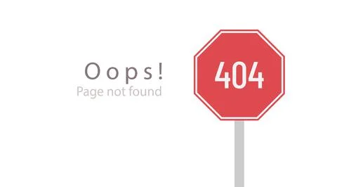 Ooops! Page not found 404 error symbol. Vector template for website page Illustrazione stock