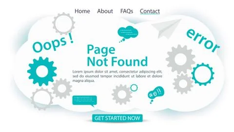 Oops 404 error page not found banner Internet connection problems labels numb Stockillustratie