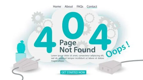 Oops 404 error page not found banner Internet connection problems numbers and Stockillustratie