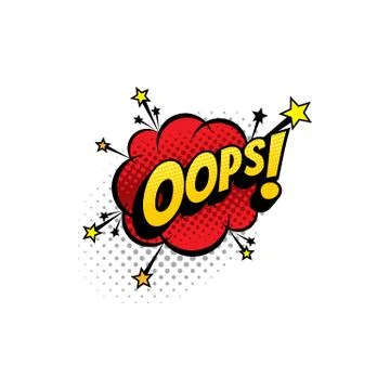 Oops cartoon comic book sound, pop cloud blast Stock Illustration