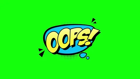 Oops comic book speech bubble animation with green screen background Stock Footage 346725046