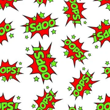 Oops comic sound effects seamless pattern background. Business flat vector il Illustrazione stock