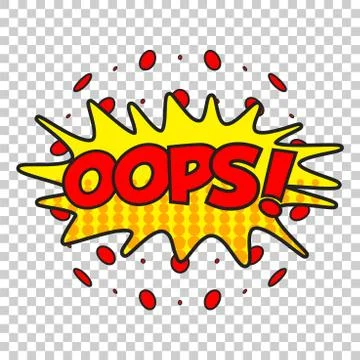Oops comic sound effects. Sound bubble speech with word and comic cartoon exp Stock Illustration