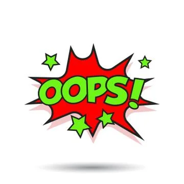 Oops comic sound effects. Sound bubble speech with word and comic cartoon exp Stock Illustration