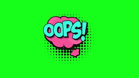 Oops comic speech bubble animation with halftone pattern on green screen ba.. Stock Footage 346725048