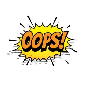 Oops comic text bubble vector isolated color icon Illustrazione stock