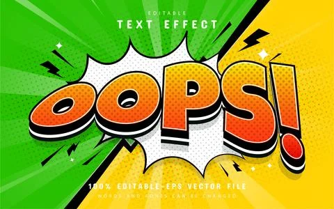 Oops comic text effect editable Illustrazione stock