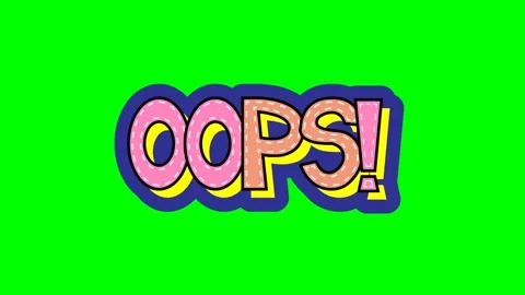 OOPS Comic words animation green screen Stock Footage 220692701