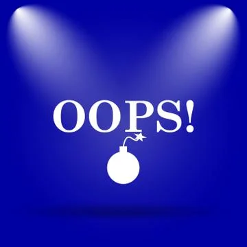 Oops icon. Flat icon on blue background.. Stock Illustration