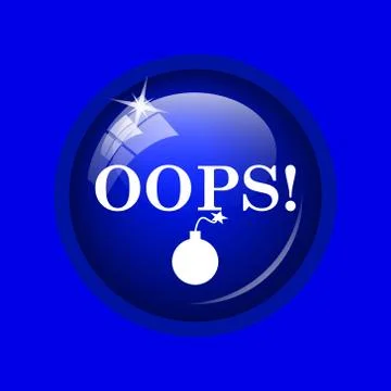 Oops icon. Internet button on blue background. . Stock-Illustration