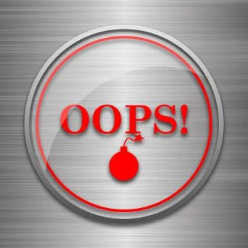 Oops icon. Internet button on metallic background.. Stock-Illustration