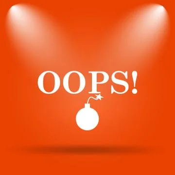Oops icon. Internet button on orange background.. Illustrazione stock