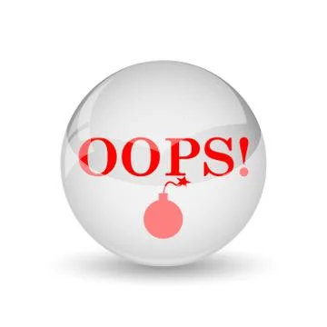 Oops icon. internet button on white background.. Illustrazione stock