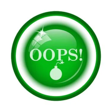 Oops icon. Internet button on white background.. Illustrazione stock