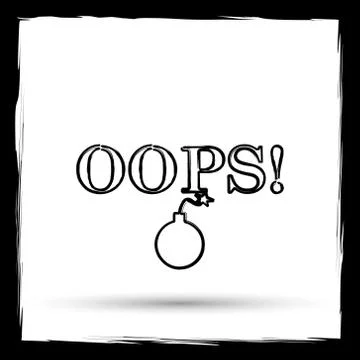 Oops icon. Internet button on white background. Outline design imitating pain Stock Illustration