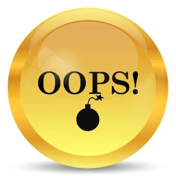 Oops icon. Internet button on white background.. Illustrazione stock