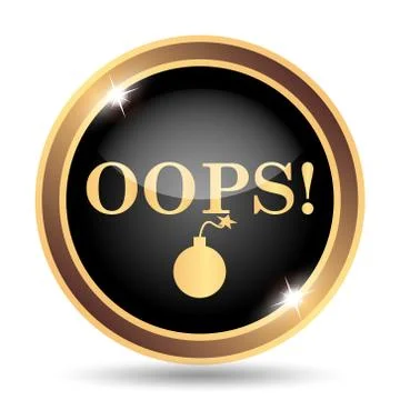 Oops icon. Internet button on white background.. Illustrazione stock